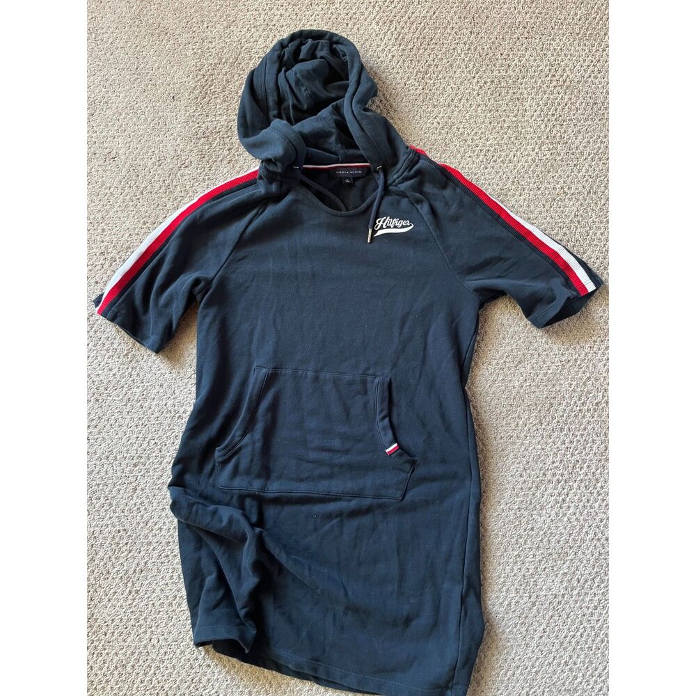 Hilfiger Y2K Sweatshirt Dress M Short sleeve Classic Short Comfy Casual Sporty